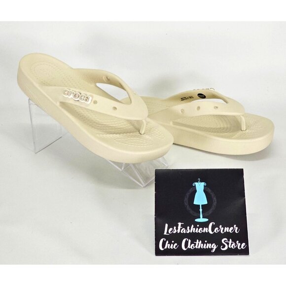 Crocs Women's Cream Croslite Classic Platform Flip Flops Size 6 2121 - Picture 4 of 16